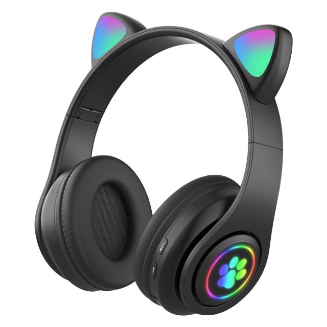 Bluetooth Cat Ear Barn Hodetelefoner - Svart