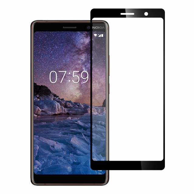 Herdet Glass skjermbeskytter heldekkende Nokia 7 Plus svart kant