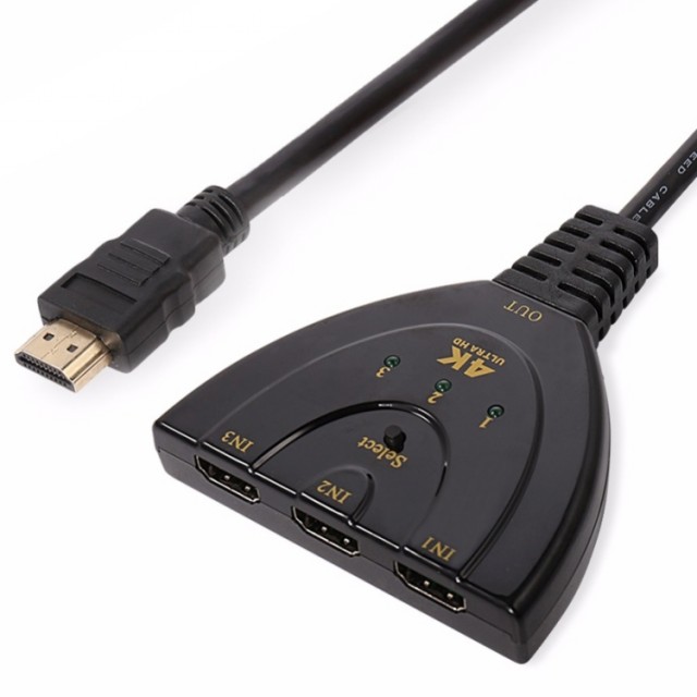 HDMI-svitsj 3 porter Full HD 1080P svart