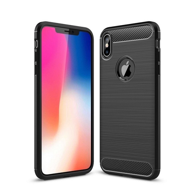 Tech-Flex TPU Deksel Carbon iPhone XS Max svart