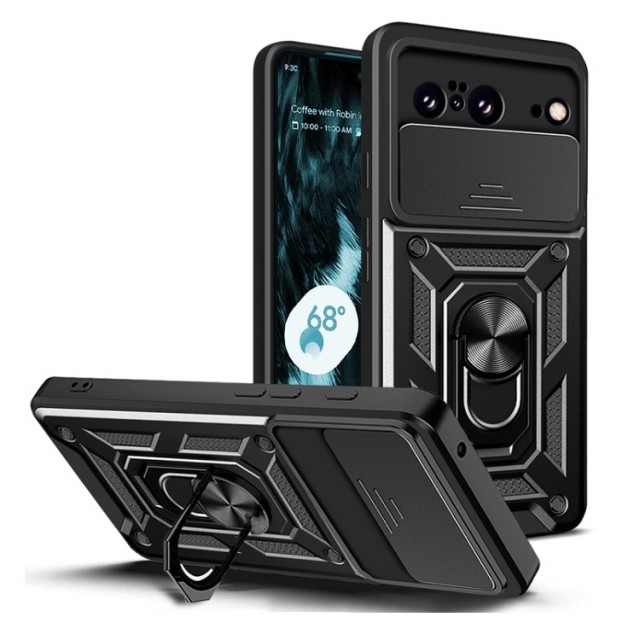 Tech-Flex TPU + PC Deksel med Ring Grep Google Pixel 8 5G svart