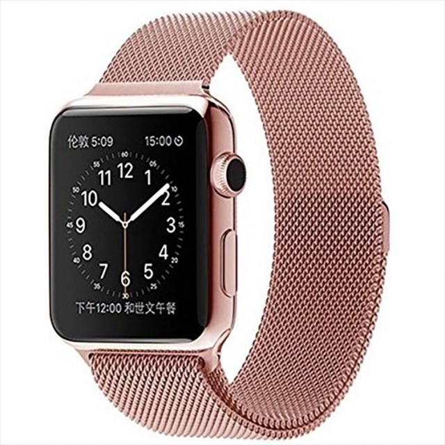 Klokkereim stål Milanese Apple Watch 42/44/45/49mm - Roségull