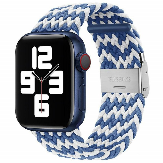 Klokkereim Nylon for Apple Watch Serie 1/2/3/4/5/6/SE/7/8/9/ultra 42/44/45/49 - blå/hvit