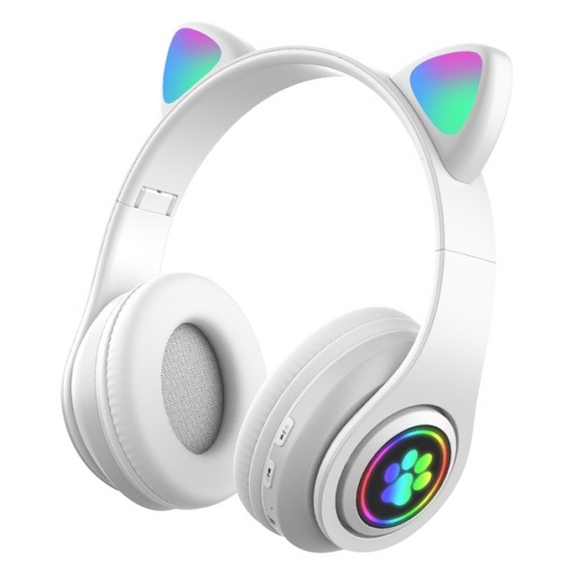 Bluetooth Cat Ear Barn Hodetelefoner - Hvit