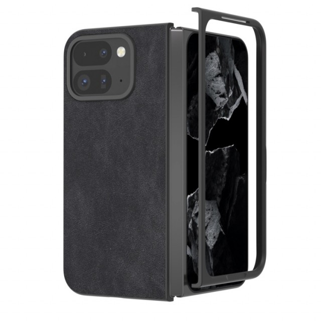 Tech-Flex TPU Deksel med PU-lær Google Pixel 9 Pro Fold svart