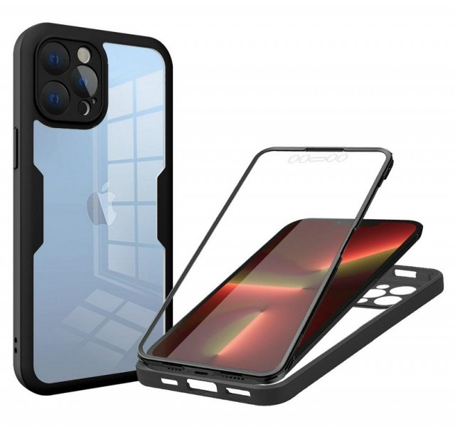 Tech-Flex TPU Deksel 360° beskyttelse for iPhone 14 Pro Max svart