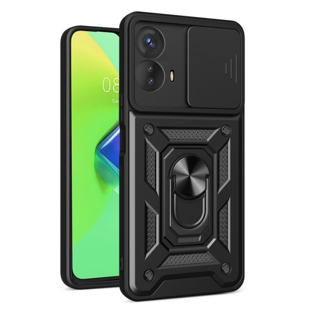 Tech-Flex TPU + PC Deksel med Ring Grep Motorola Moto G73 5G svart