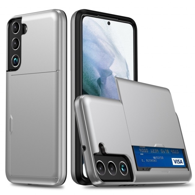 Hybrid TPU + PC Deksel plass til kort Samsung Galaxy S24+ plus 5G sølv
