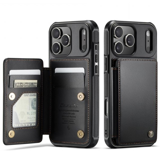 CaseMe Deksel med kortlomme iPhone 18 Pro Max svart