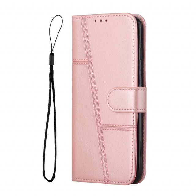 Lommebok deksel Stitching for Samsung Galaxy A15 Roségull