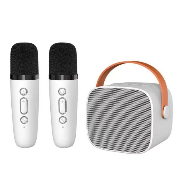 Karaoke Bluetooth-Høyttaler med 2 Mikrofoner Barn - Hvit