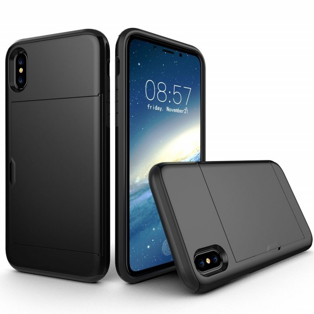 Hybrid TPU + PC Deksel plass til kort iPhone X/XS svart