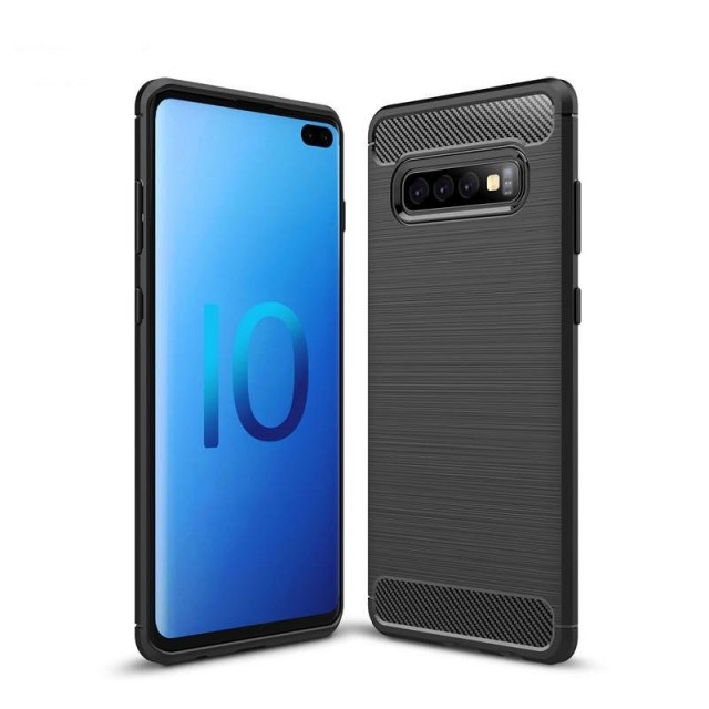 Tech-Flex TPU Deksel Carbon for Galaxy S10 plus svart