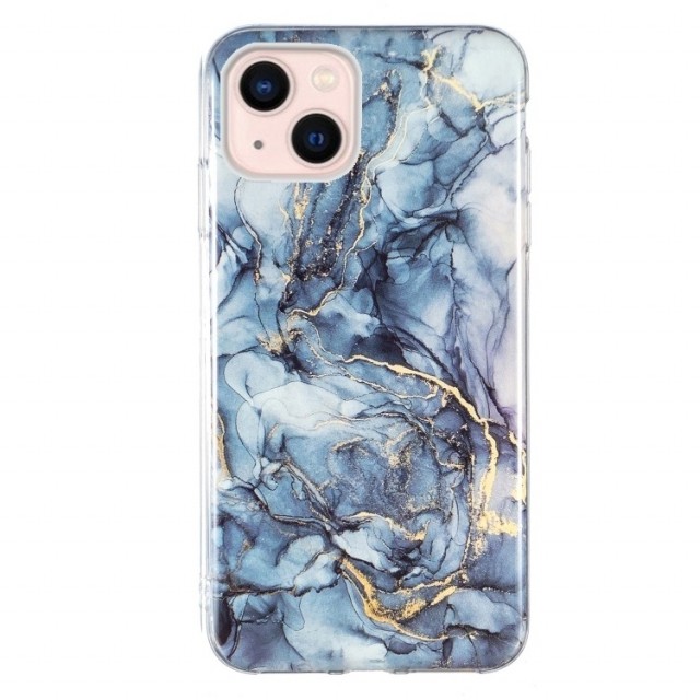 Fashion TPU Deksel iPhone 14/13 - Blå Marmor