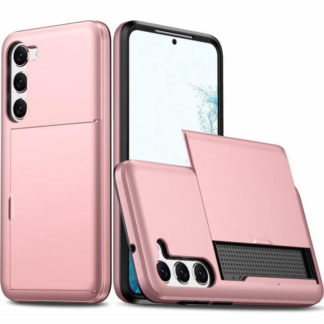 Hybrid TPU + PC Deksel plass til kort Samsung Galaxy S23+ plus 5G Roségull