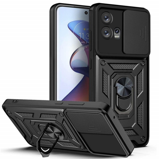 Tech-Flex TPU + PC Deksel med Ring Grep Motorola Edge 30 Fusion svart