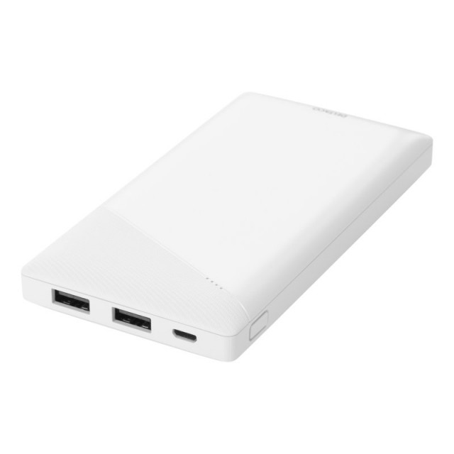 Deltaco 10000 mAh PowerBank, 2 x USB-A Sikkerhetsfunksjoner - Hvit