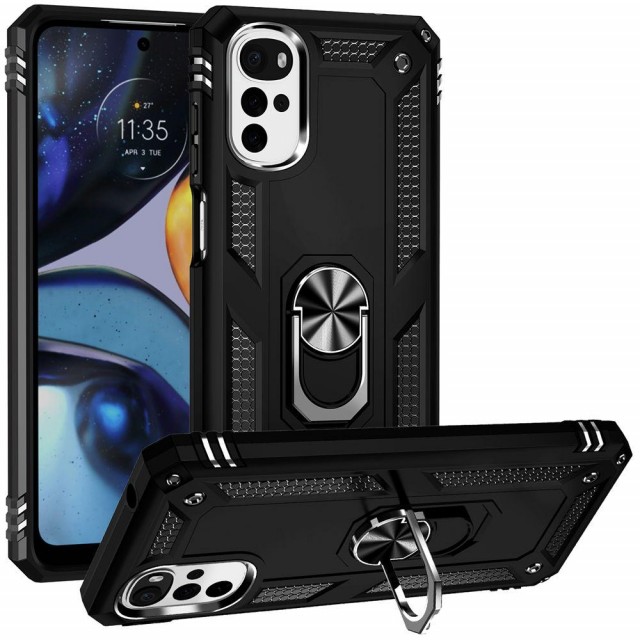 Armor TPU + PC Deksel med Ring Grep Motorola Moto G22 svart