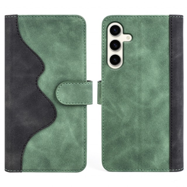 Lommebok deksel Stitching for Samsung Galaxy S24+ plus 5G grønn / svart
