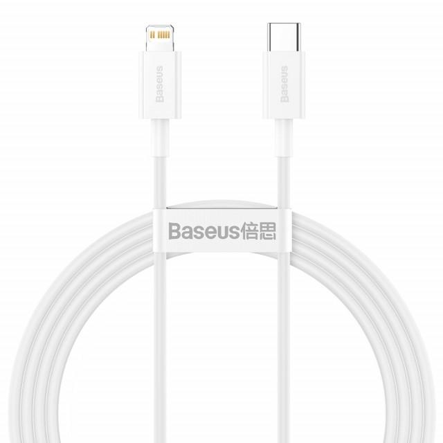 Baseus Superior Fast Charge USB-C til Lightning Kabel, 20W 1m - hvit