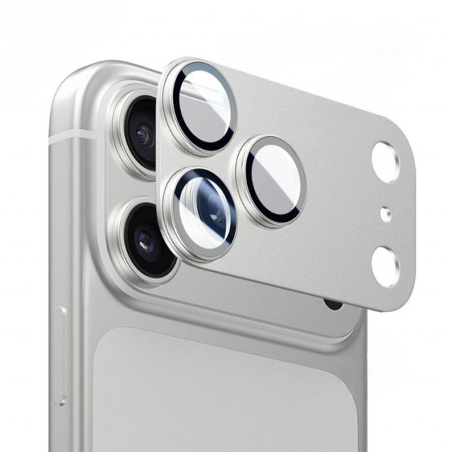 Kalebol kamerabeskyttelse Glass Metall til iPhone 18 Pro Max – Sølv