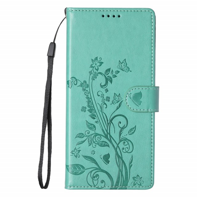 Lommebok deksel for Samsung Galaxy A18 - Grønn blomster