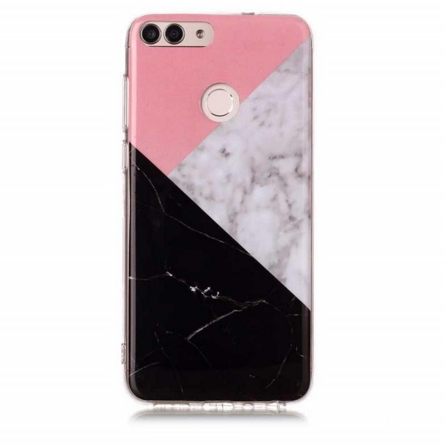 Fashion TPU Deksel for Huawei P Smart (2018) - Rosa/Svart Marmor