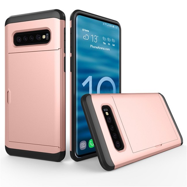 Hybrid TPU + PC Deksel plass til kort Samsung Galaxy S10 Roségull