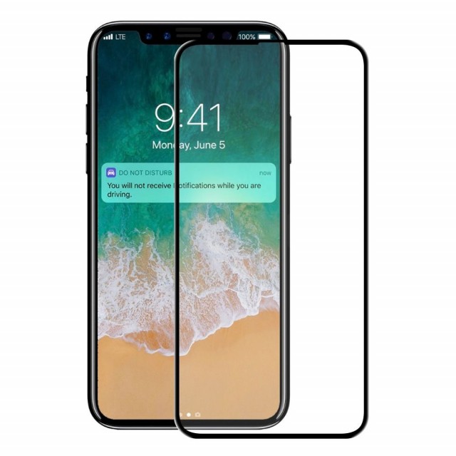 Herdet Glass skjermbeskytter heldekkende iPhone X/XS svart kant