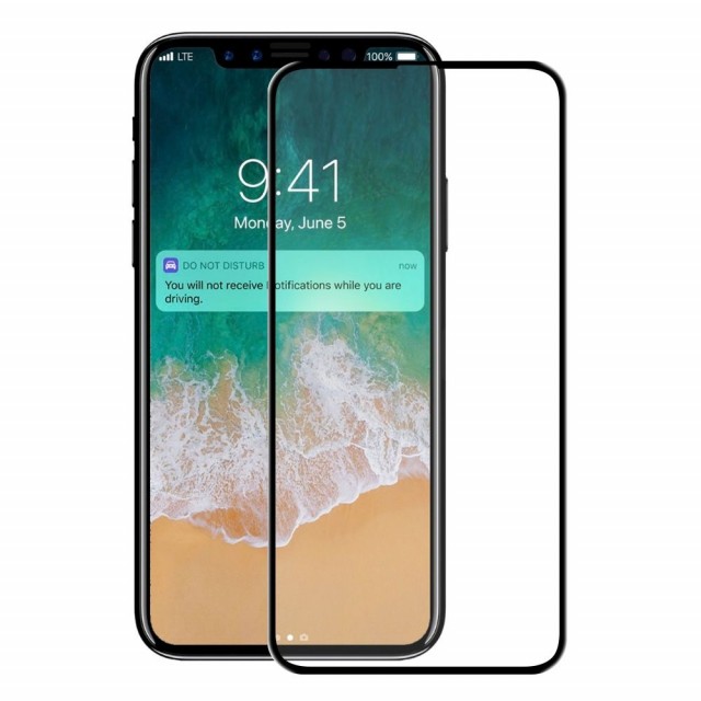 Lux herdet Glass skjermbeskytter heldekkende iPhone X/XS svart kant