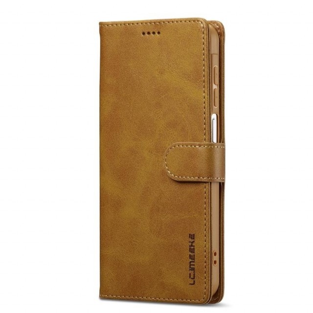 LC.IMEEKE Lommebok deksel for Samsung Galaxy A18 cognac