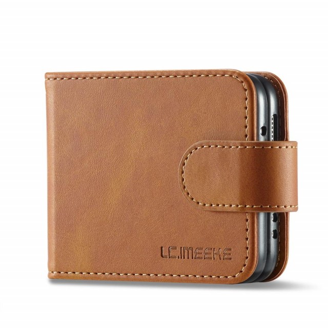 LC.IMEEKE Lommebok deksel for Samsung Galaxy Z Flip 4 5G cognac