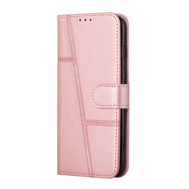 Lommebok deksel Stitching for Samsung Galaxy A55 5G Roségull