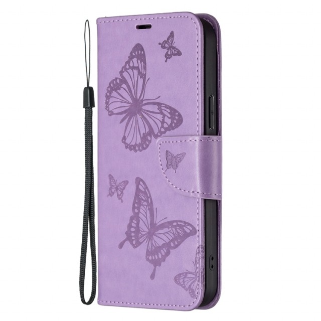 Lommebok deksel til Samsung Galaxy S25 5G - lilla Butterfly