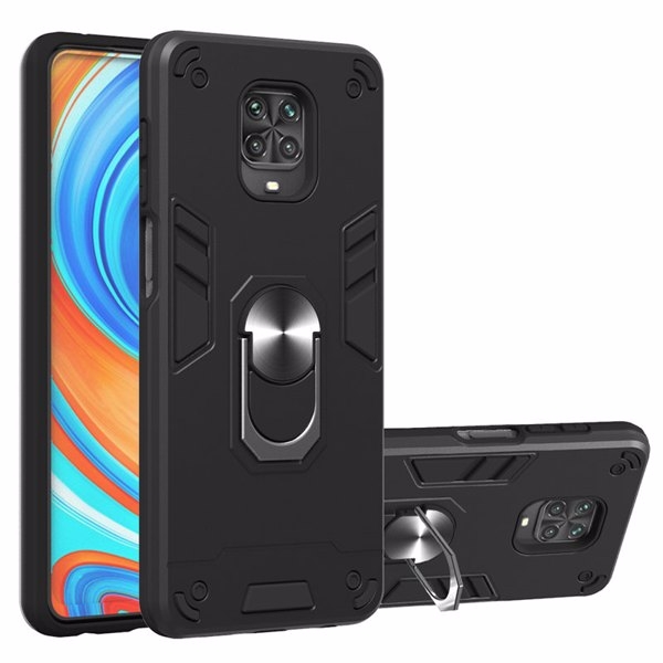 Armor TPU + PC Deksel med Ring Grep Xiaomi Redmi Note 9 Pro / Note 9S svart