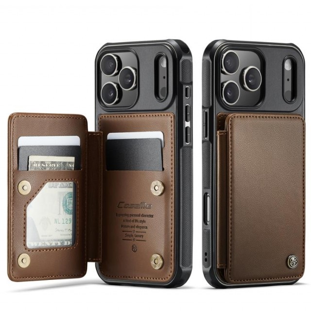 CaseMe Deksel med kortlomme iPhone 18 Pro Max Brun