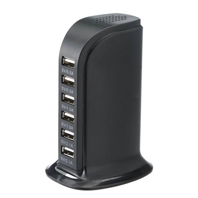 6-Port Rask Bordlader med USB-C 30W - svart