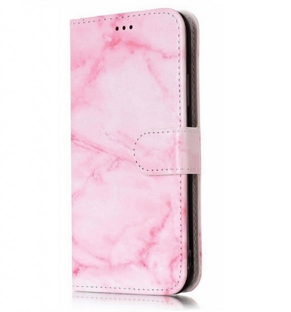 Lommebok deksel for iPhone X/XS rosa marmor