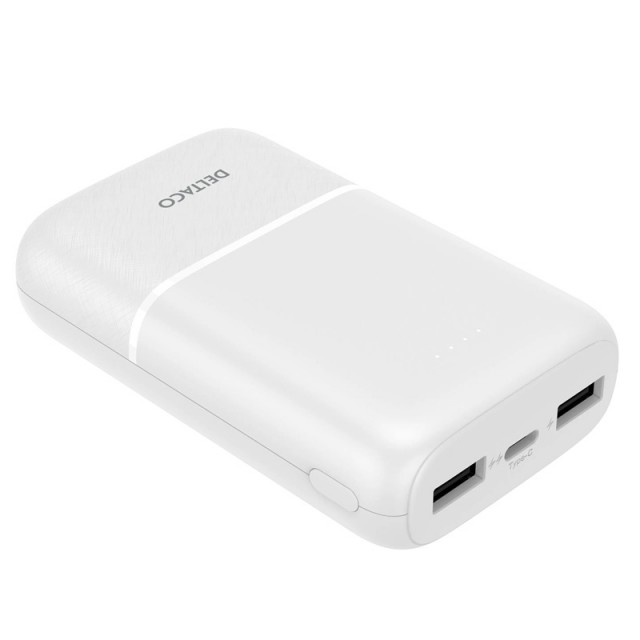 DELTACO Powerbank 10 000 mAh - Hvit 