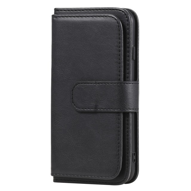 Lommebok-deksel plass til 10 stk kort for iPhone 6/6S/7/8/SE (2020/2022) svart