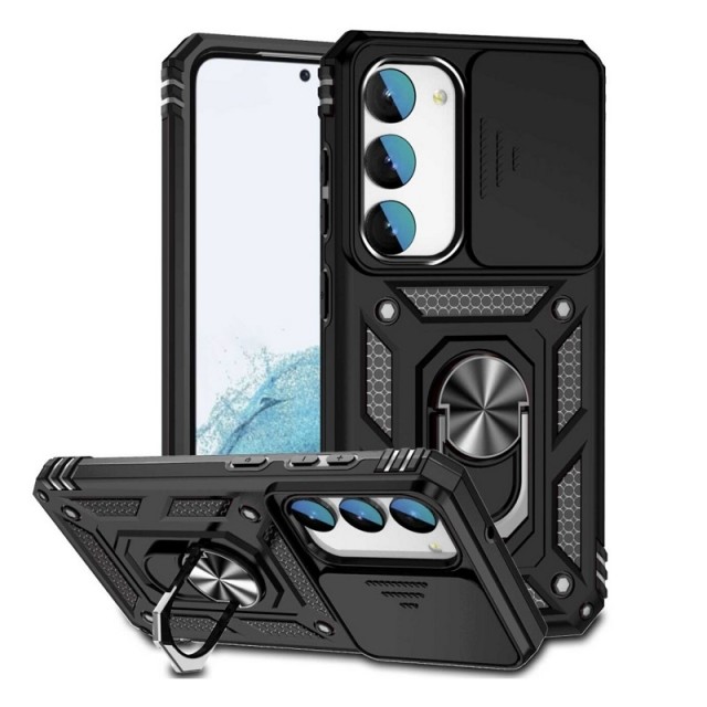 Tech-Flex TPU + PC Deksel med Ring Grep Samsung Galaxy S23+ plus 5G svart