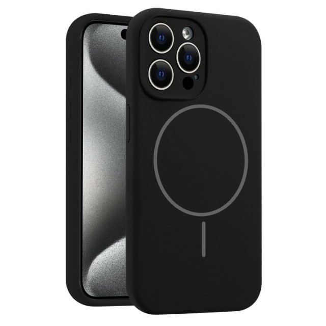 Tech-Flex silikon Deksel for iPhone 15 Pro MagSafe svart