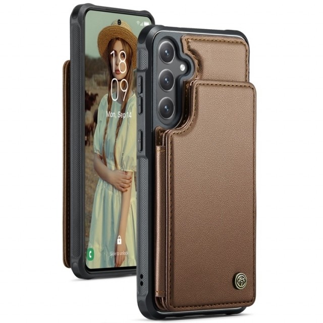 CaseMe Deksel med kortlomme Samsung Galaxy S26 FE 5G brun