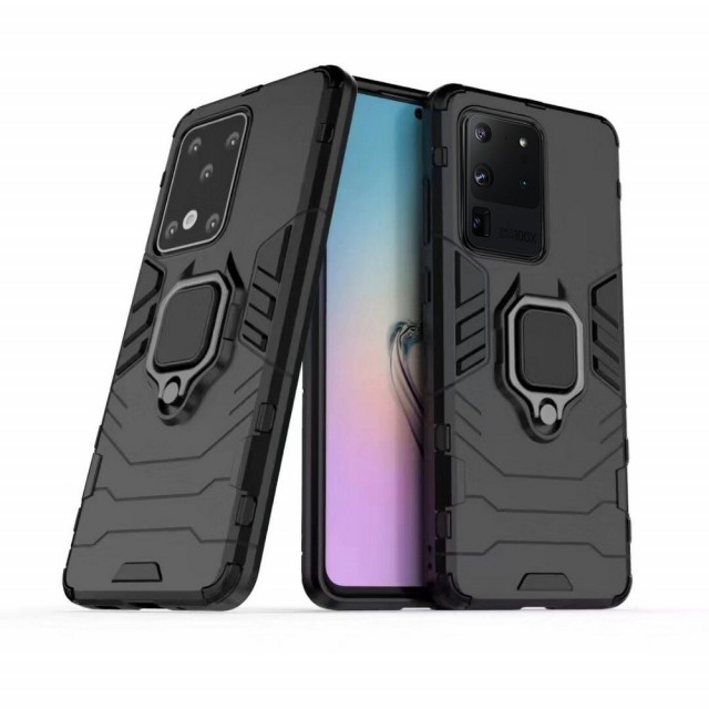 Panther TPU + PC Deksel med Ring Grep Galaxy S20 Ultra svart