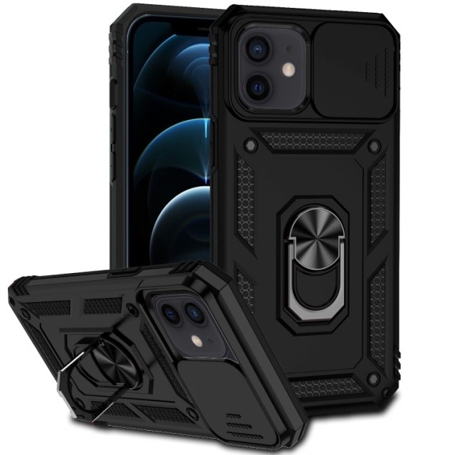 Tech-Flex TPU + PC Deksel med Ring Grep iPhone 12 Mini svart