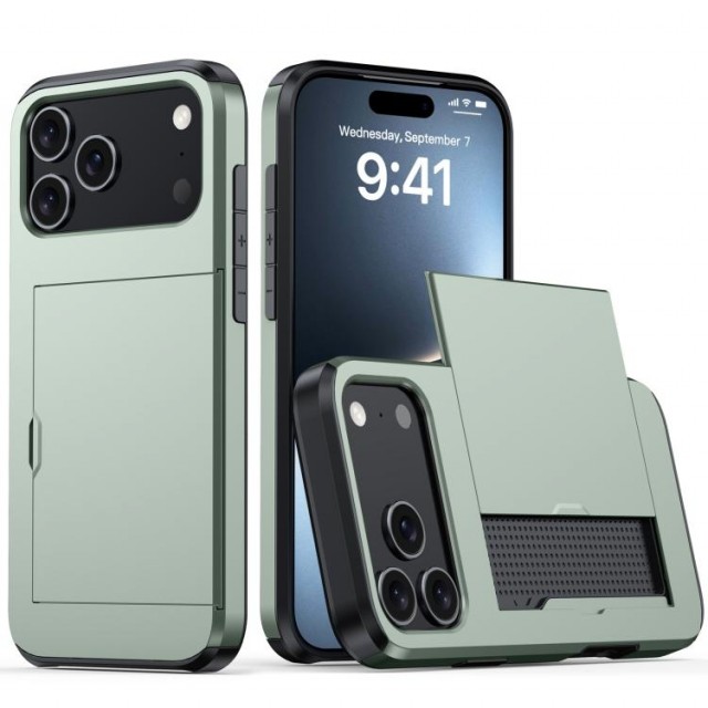 Hybrid Deksel plass til kort iPhone 18 Pro Max grønn