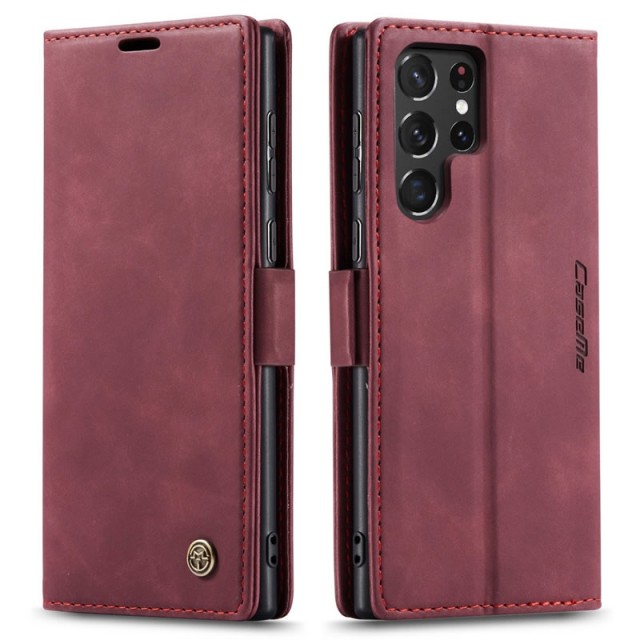 CaseMe flip Retro deksel for Samsung Galaxy S22 Ultra 5G rød