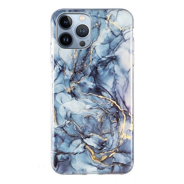 Fashion TPU Deksel iPhone 13 Pro - Blå Marmor