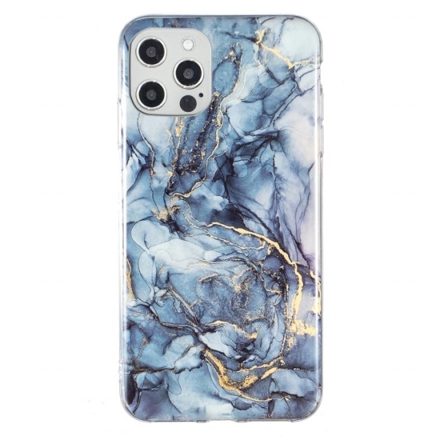 Fashion TPU Deksel for iPhone 12 Pro Max - blå Marmor