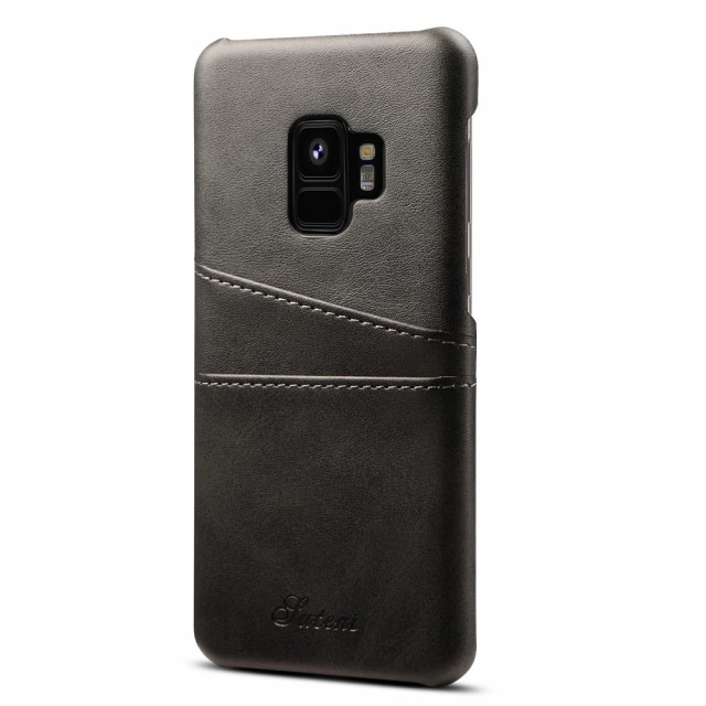 Suteni TPU Deksel med PU-lær plass til kort Samsung Galaxy S9 svart